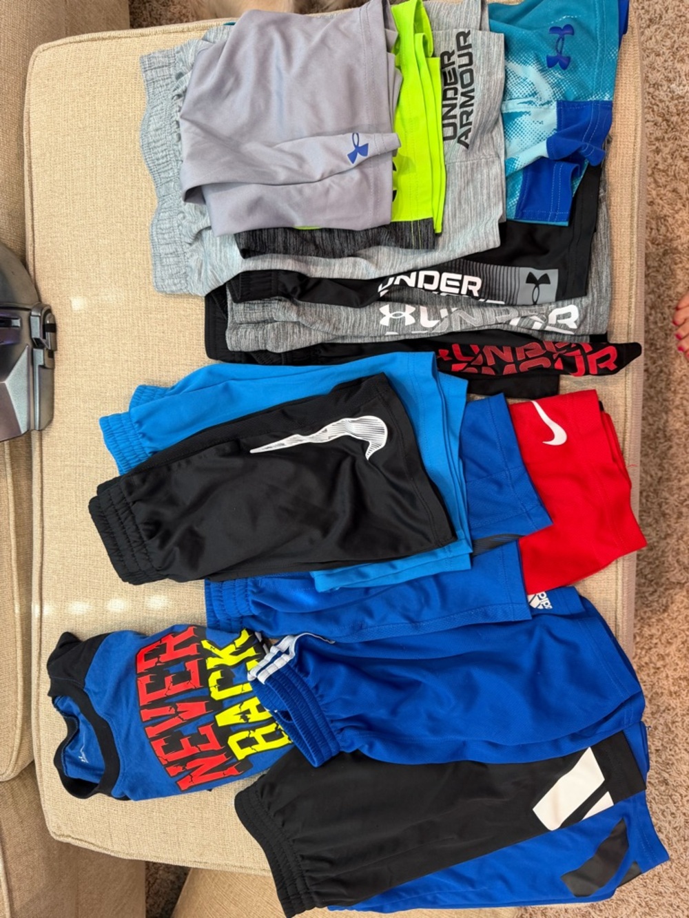 Under Armour & Nike Athletic Shorts Lot - Blue, Black, Red, Gray